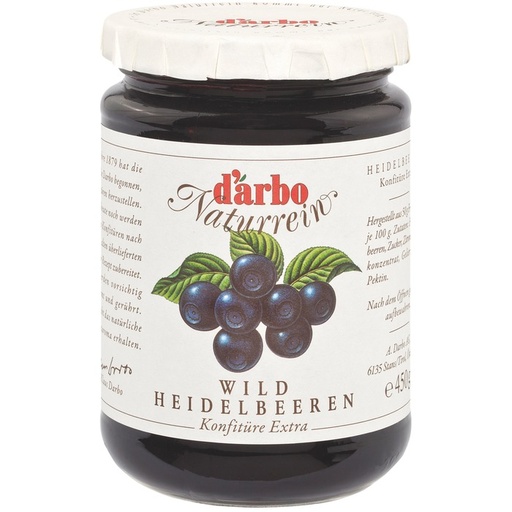 [58586] Darbo Naturrein Wildheidelbeeren Konfitüre Extra, 50% Fruchtanteil 450g	