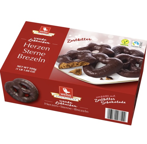 [936054] Lebkuchen Sterne Herzen Brezeln Zartbitter 500 g